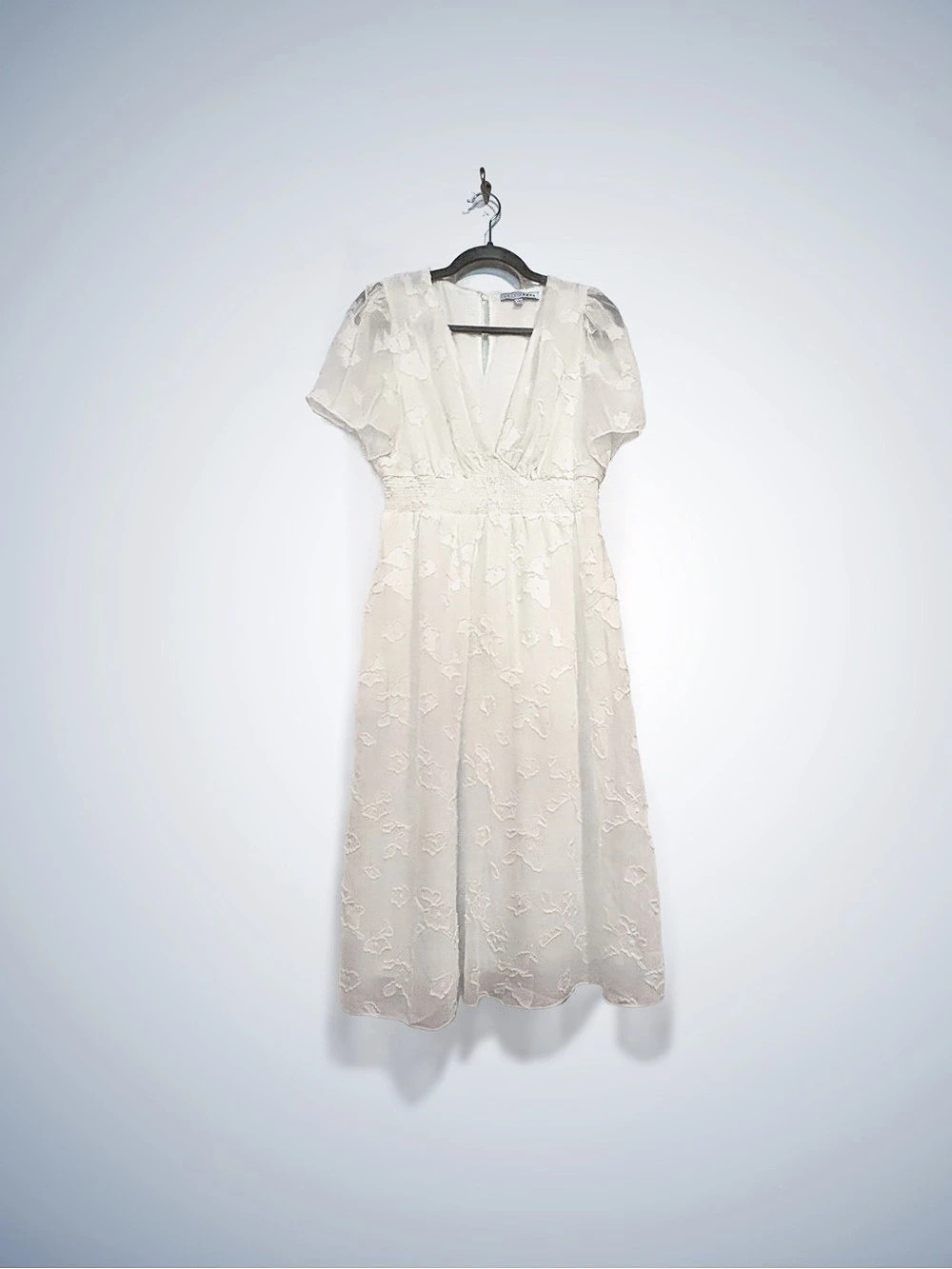 Baltic Born White Floral Textured Midi Dress – Size XL